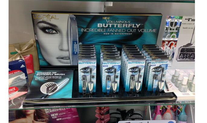 L'Oreal Butterfly Mascara Shelf Display