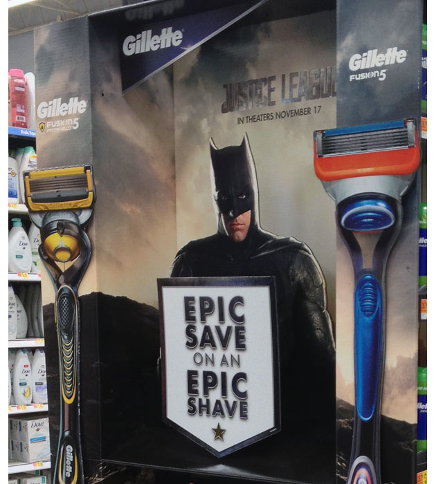 Gillette and Justic League End Cap Display