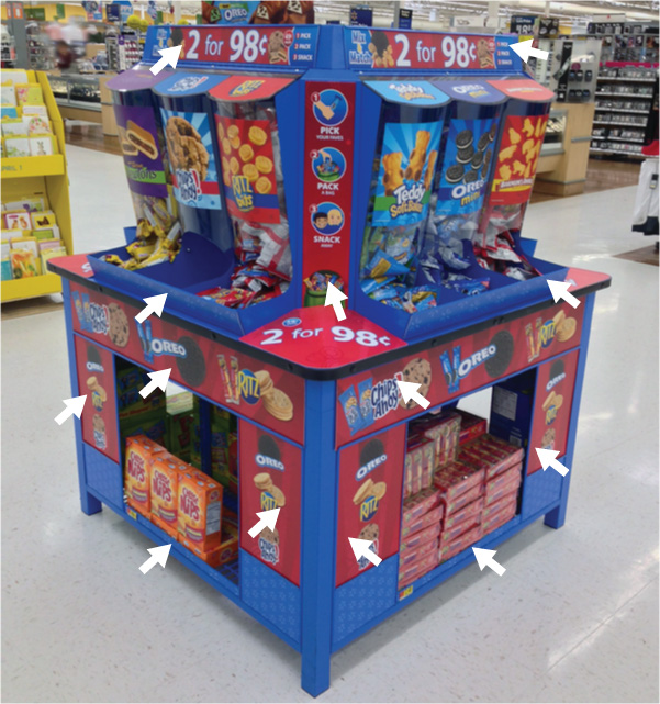 Pick Pack And Snack Floor Display